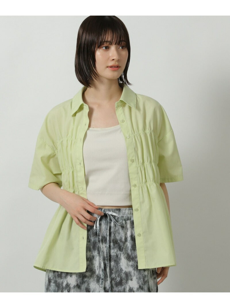 【SALE／21%OFF】シャーリングシャツ6分袖 LAKOLE ラコレ トップス シャツ・ブラウス グリーン ホワイト イエロー【RBA_E】[Rakuten Fashion]のサムネイル