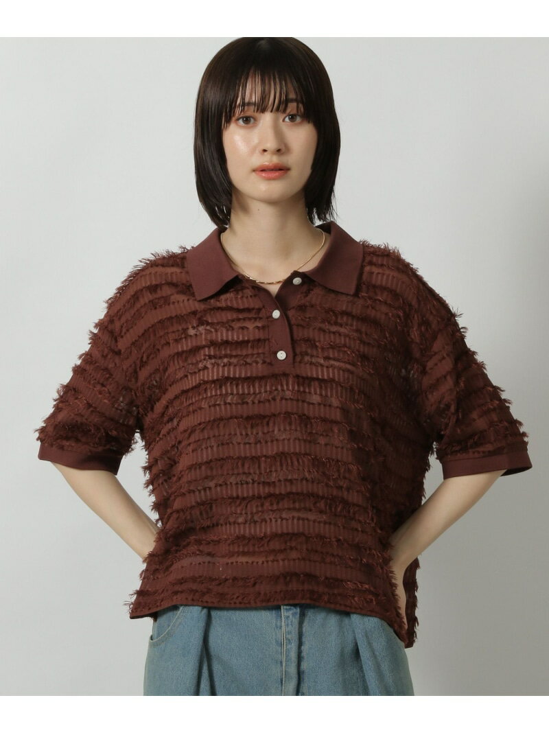 【SALE/66%OFF】ジャガードポロシャツ LAKOLE ラコレ トップス ポロシャツ ブラウン ホワイト ブラック【RBA_E】[Rakuten Fash...