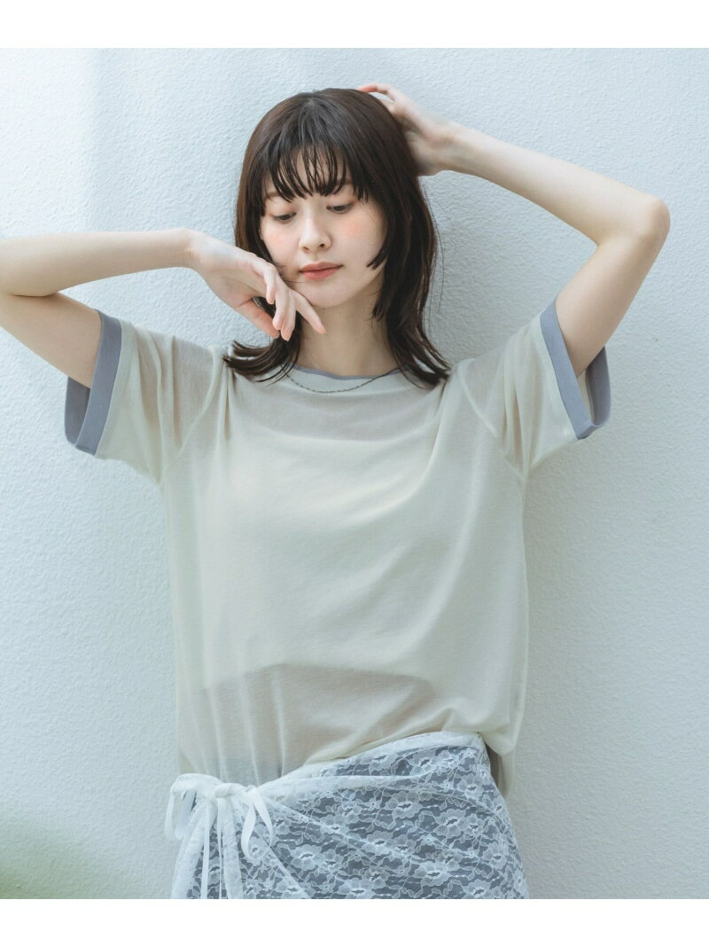 시어 레이어드 반소매 T LAKOLE 라코레 탑스 컷소우·T셔츠 그레이 블랙 화이트[Rakuten Fashion]