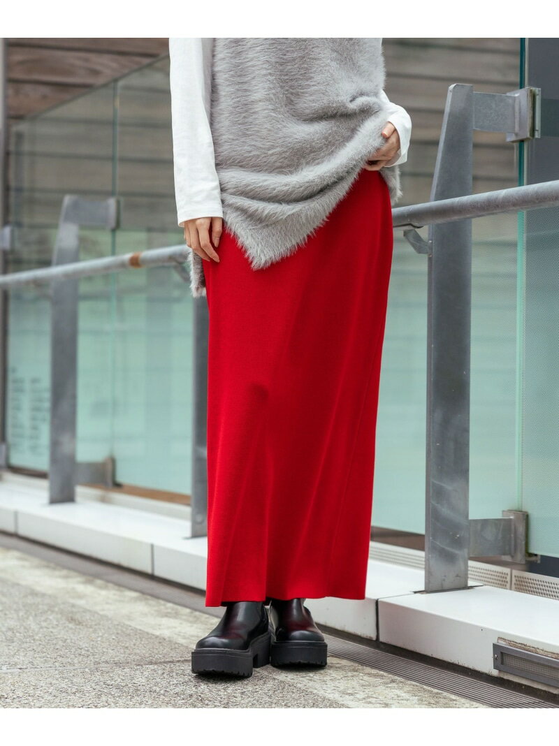 ＜選べる着丈＞12ゲージ総針ニットナロースカート LAKOLE ラコレ スカート ロング・マキシスカート レ..