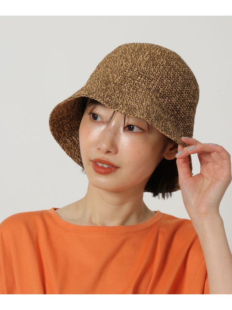 Rakuten - 細編みペーパーハット LAKOLE ラコレ 帽子 ハット ブラウン ベージュ[Rakuten Fashion]
