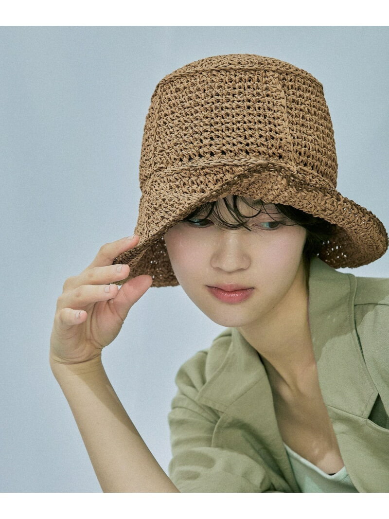 Rakuten - パネルペーパーハット LAKOLE ラコレ 帽子 ハット ベージュ ブラウン[Rakuten Fashion]