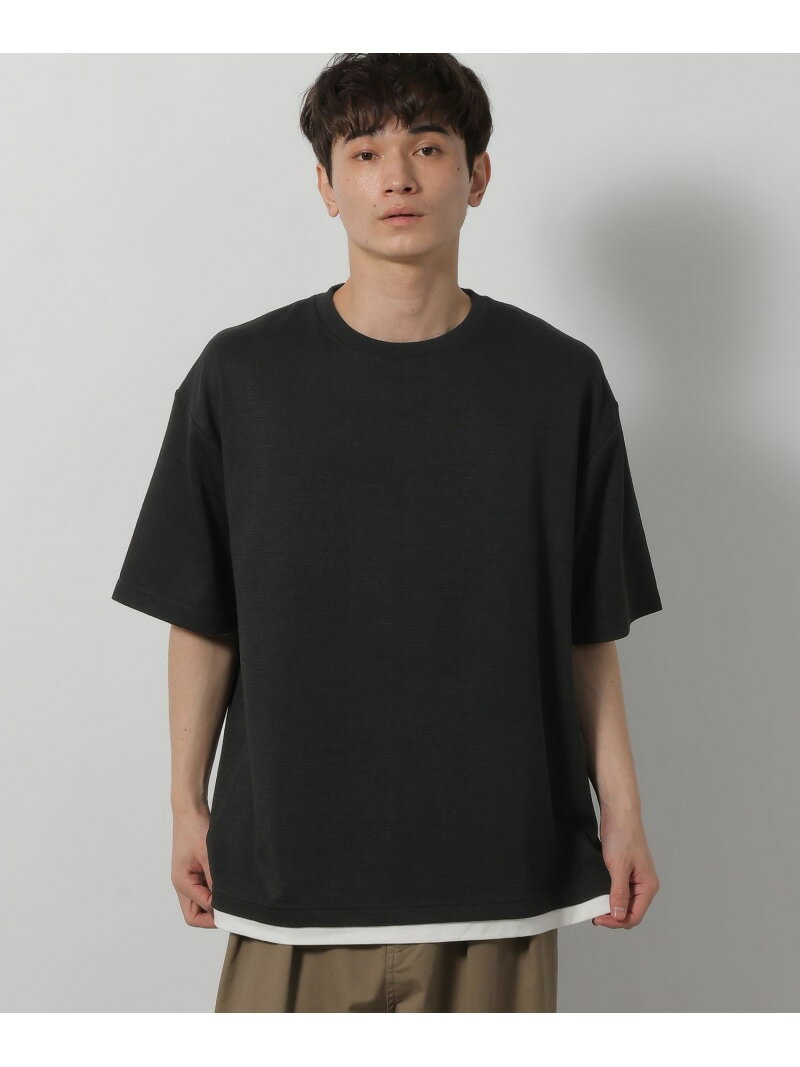 Rakuten - ドビーストレッチレイヤードTシャツ LAKOLE ラコレ トップス カットソー・Tシャツ ブルー ブラック[Rakuten Fashion]
