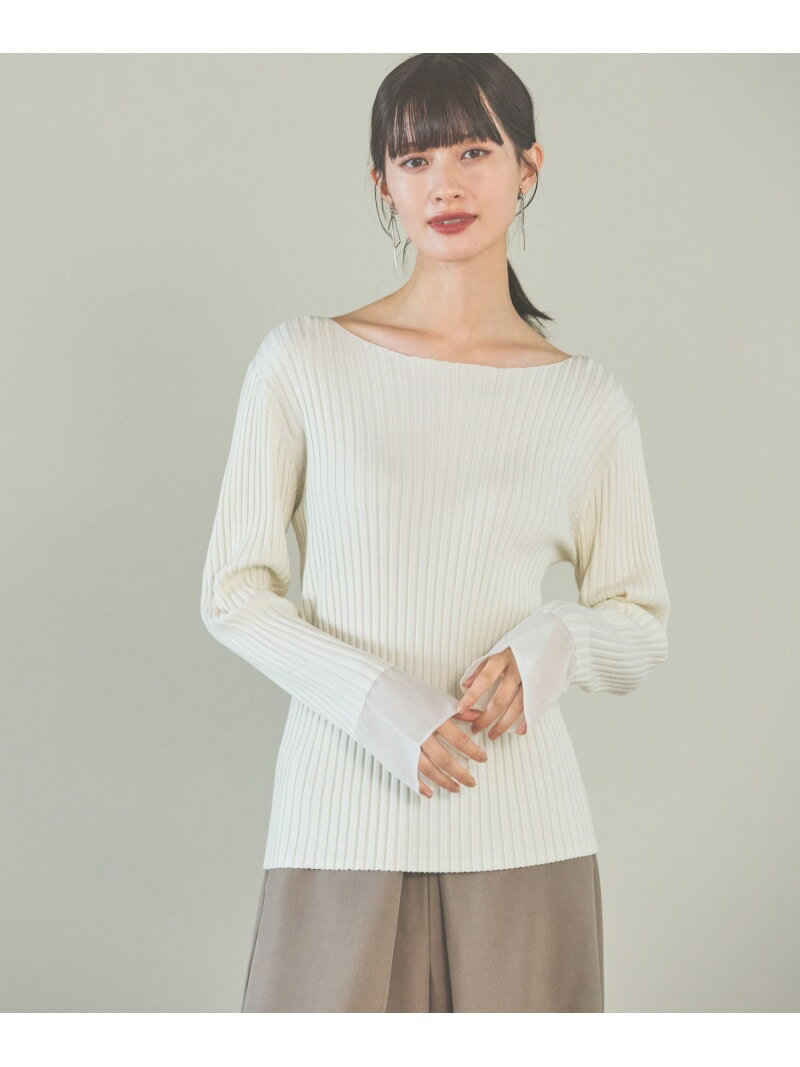 【SALE/62%OFF】12ゲージリブ袖シアープルオーバー LAKOLE ラコレ トップス ニット ブルー グレー ホワイト【RBA_E】[Rakuten F...