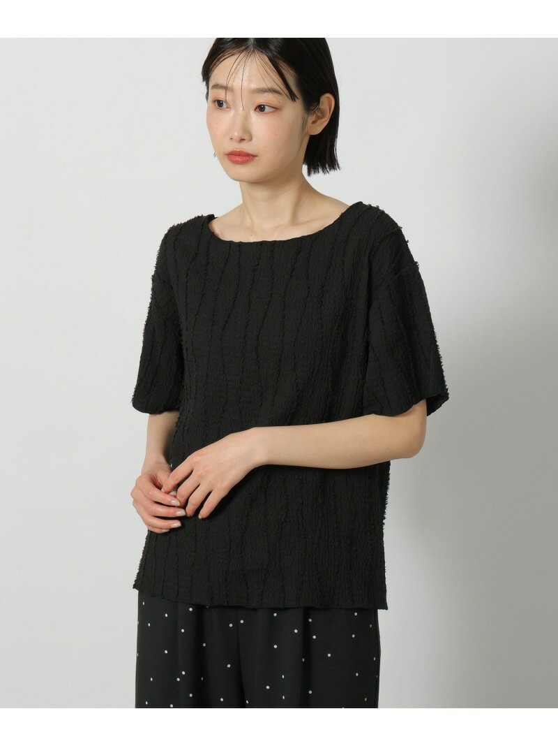 Rakuten - フリンジジャガード半袖 LAKOLE ラコレ トップス カットソー・Tシャツ ブラック イエロー ホワイト[Rakuten Fashion]