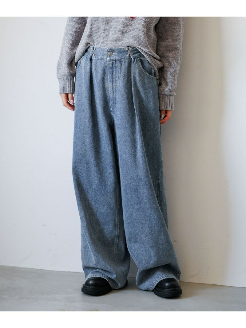 ウエストフックデニムパンツ LAKOLE ラコレ パンツ ジーンズ・デニムパンツ ブルー ブラック グレー【送料無料】[Rakuten Fashion]のサムネイル