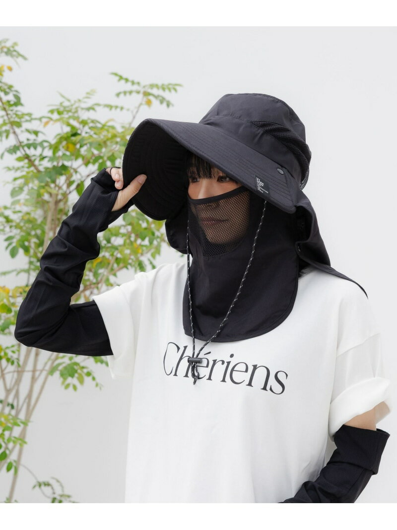 Rakuten - 【UV/撥水】ネックフェイスカバー付きハット LAKOLE ラコレ 帽子 ハット ブラック ベージュ[Rakuten Fashion]