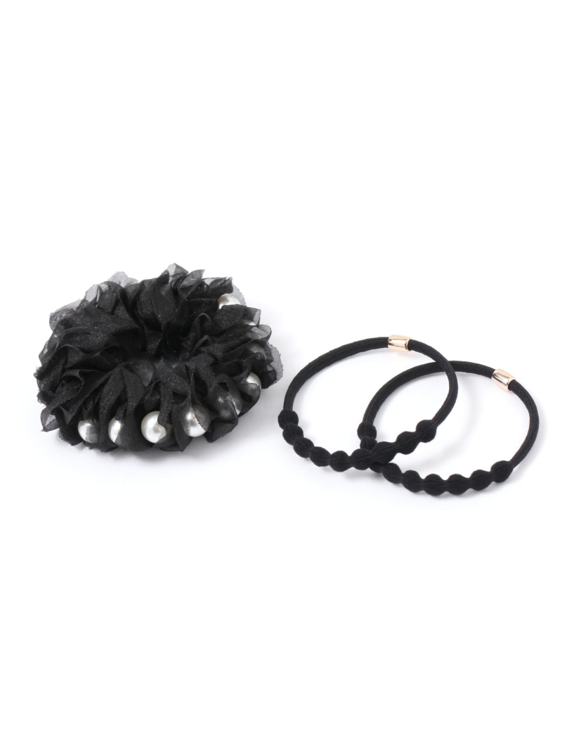 パールチュールヘアゴム3点セット LAKOLE ラコレ ヘアアクセサリー ヘアゴム ブラ...