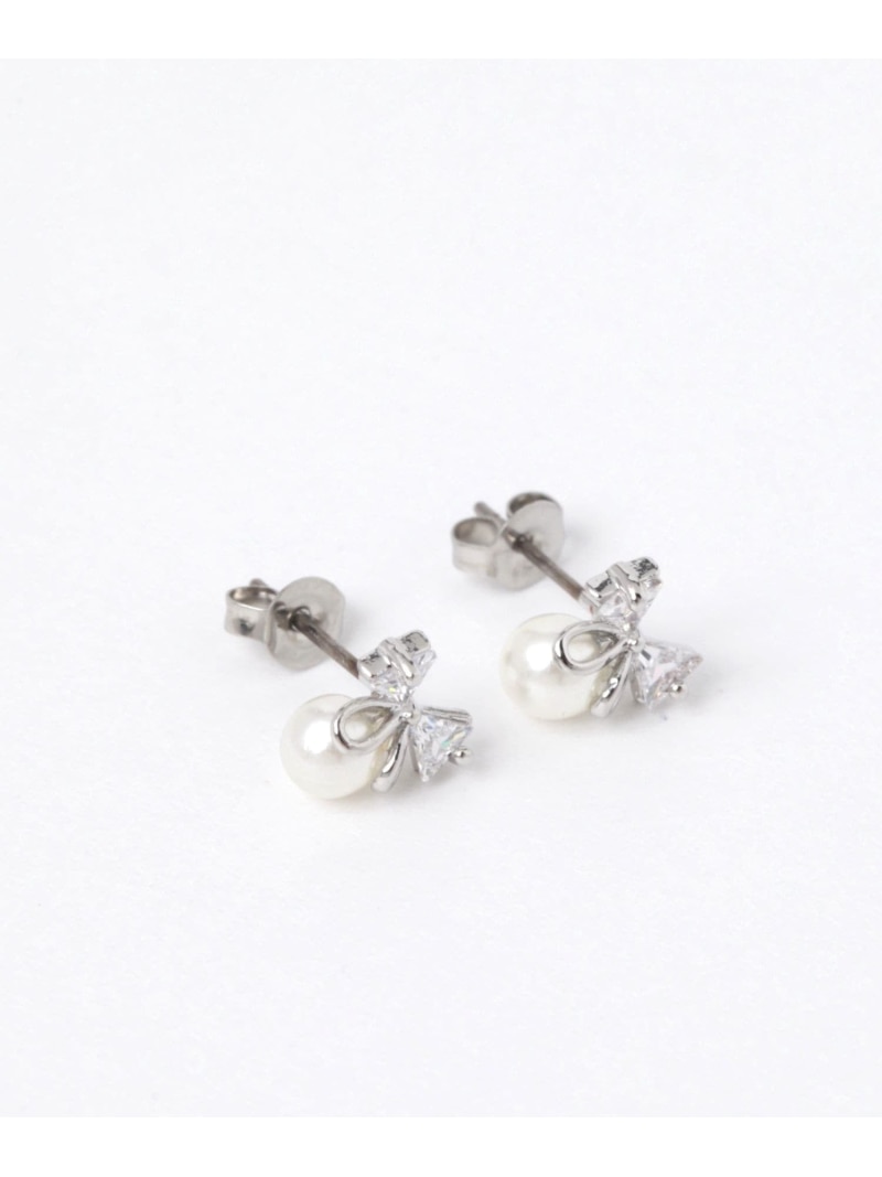 Rakuten - リボンパールプチピアス LAKOLE ラコレ アクセサリー・腕時計 ピアス シルバー ゴールド[Rakuten Fashion]