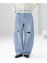 【SALE/30%OFF】カットオフカーブデニムパンツ LAKOLE ラコレ パンツ ジーンズ・デニムパンツ ブラック ブルー【RBA_E】[Rakuten F...