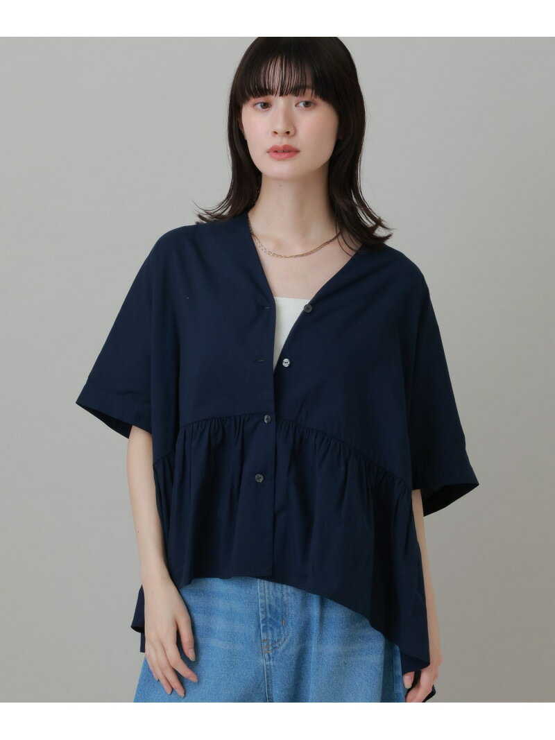 Rakuten - ティアードポンチョブラウス LAKOLE ラコレ トップス シャツ・ブラウス ネイビー ブルー ホワイト イエロー[Rakuten Fashion]