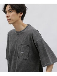 デニム刺繍ポケットT LAKOLE ラコレ トップス カットソー・Tシャツ ブラック ブルー[Rakuten Fashion]