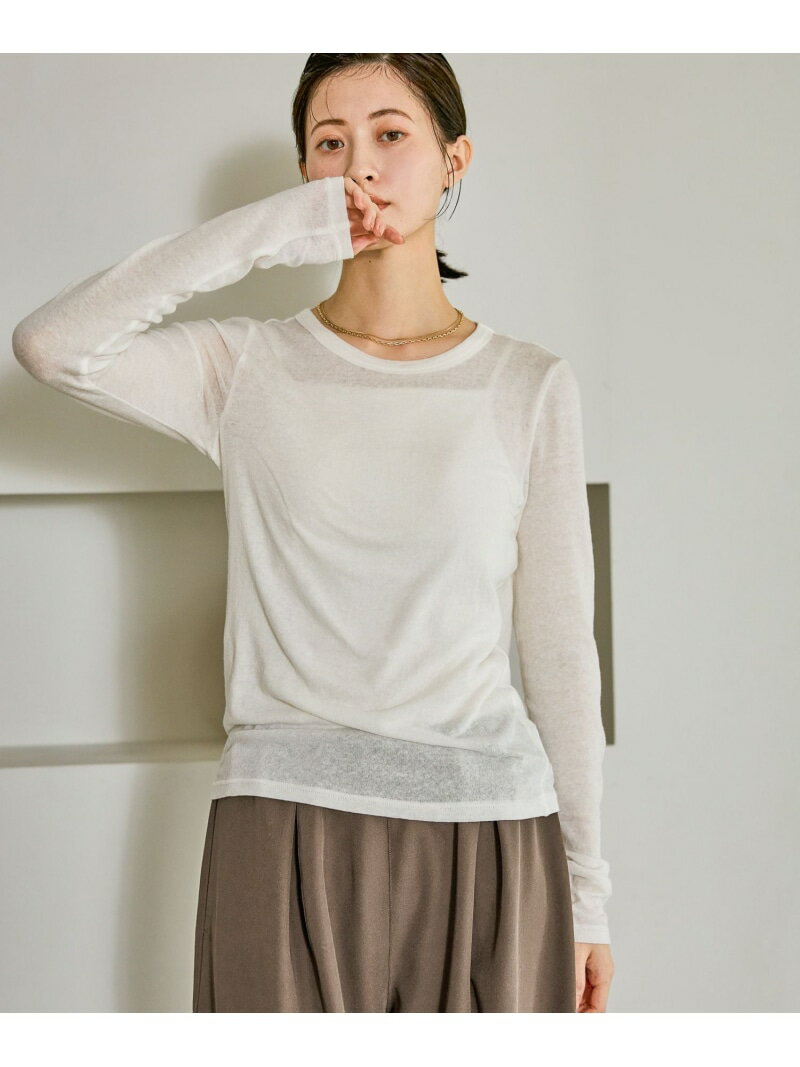 【SALE／5%OFF】起毛シアー長袖 LAKOLE ラコレ トップス カットソー・Tシャツ ブラウン ピンク ホワイト グレー【RBA_E】[Rakuten Fashion]のサムネイル