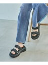 【SALE/55%OFF】ぷっくりギャザーサンダル LAKOLE ラコレ シューズ・靴 サンダル ブラック シルバー【RBA_E】[Rakuten Fashio...