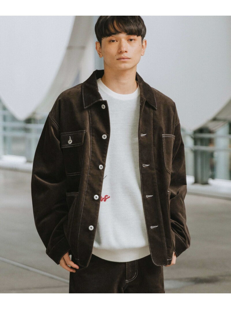 【セットアップ可】ツイルコールワークジャケット LAKOLE ラコレ ジャケット・アウター カバーオール・ワークジャケット ネイビー ホワイト【先行予約】*【送料無料】[Rakuten Fashion]