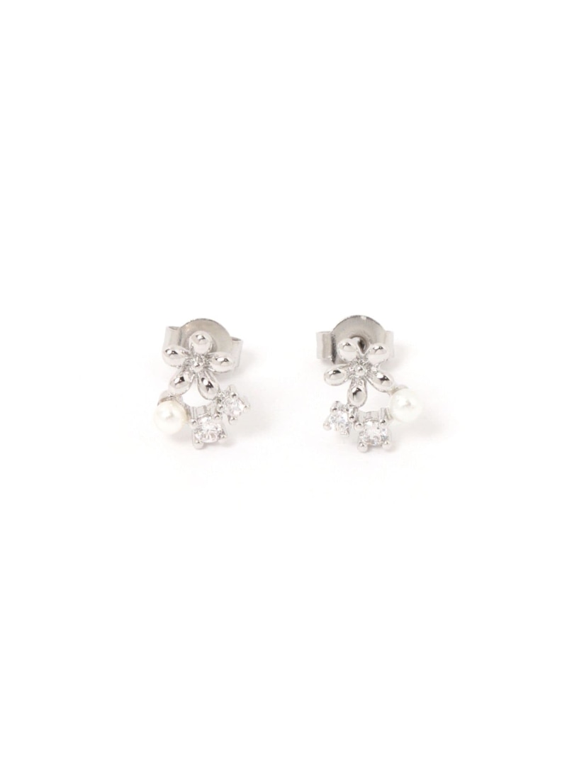 Rakuten - フラワーサークルプチピアス LAKOLE ラコレ アクセサリー・腕時計 ピアス シルバー ピンク[Rakuten Fashion]