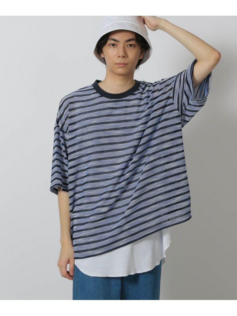 Rakuten - 【SALE／37%OFF】透かしボーダー半袖T LAKOLE ラコレ トップス カットソー・Tシャツ ブルー ブラック【RBA_E】[Rakuten Fashion]