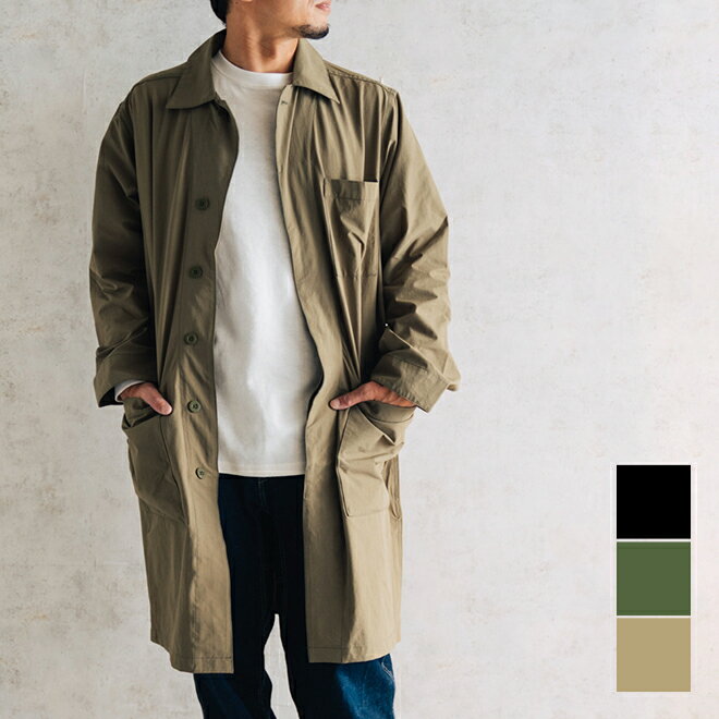 UNIVERSAL OVERALL ユニバーサルオーバーオール SOUTIEN COLLAR COAT ステンカラーコート ライトコート スプリングコート メンズ レディース ブラック オリーブ ベージュ 在庫処分 バーゲン