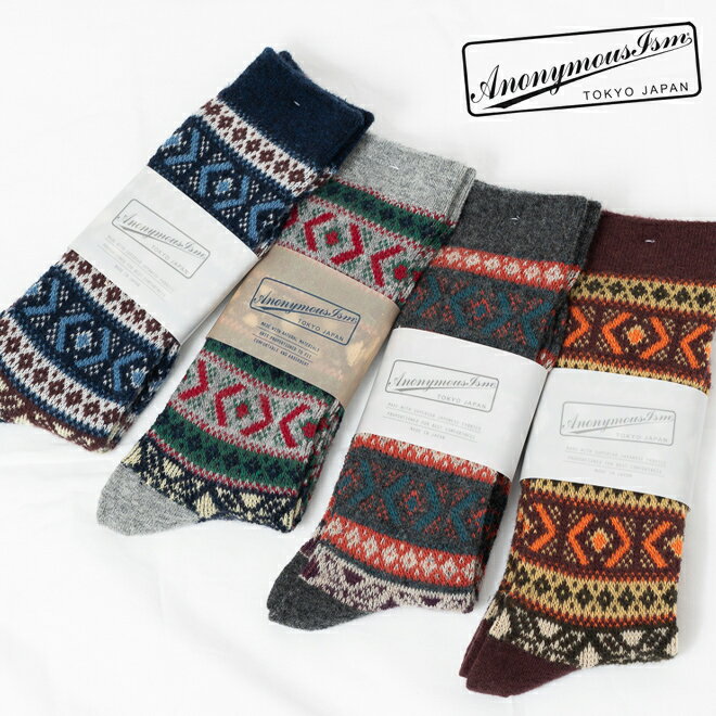 ANONYMOUSISM アノニマスイズム WOOL JQクルー ソックス メンズ 靴下 クルー丈  ...