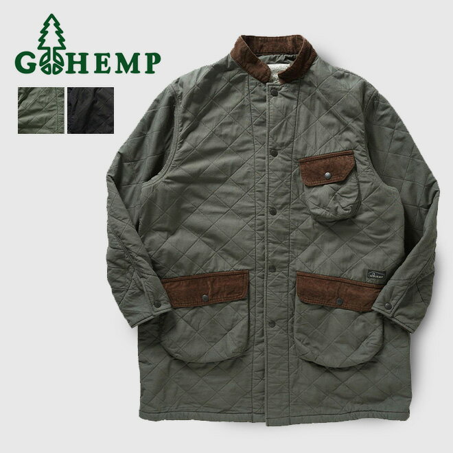 GOHEMP ゴーヘンプ QUILT NO COLLAR COAT キルティングジャケット メンズ レディース 秋 冬 コート アウター 切り替え コーデュロイ