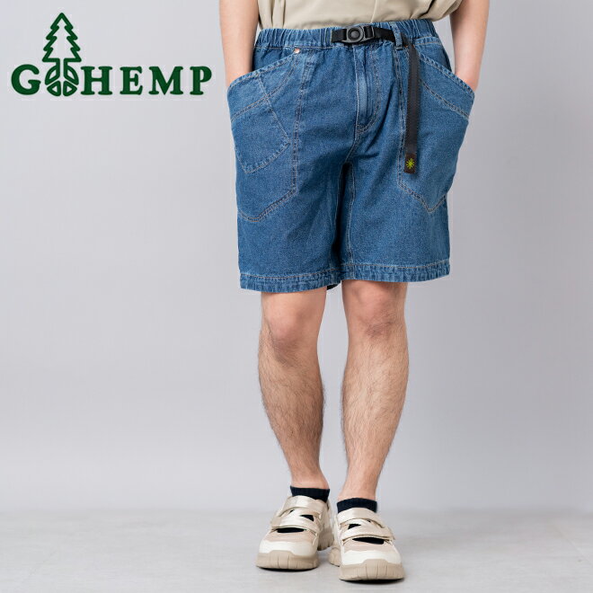 GOHEMP ゴーヘンプ TRAVELER EASY SHORTS デニムパンツ ハーフパンツ 短パン ユーズド メンズ レディース 膝上丈 春 夏 アウトドア...