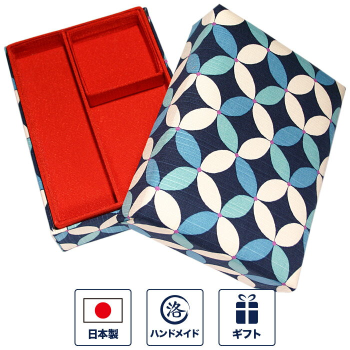 ソーイングボックス 裁縫箱 掛け子付お裁縫箱 「七宝 ブルー」 裁縫道具 収納 かわいい 和雑貨 和風 ギフト 大人　子ども 小学校のサムネイル