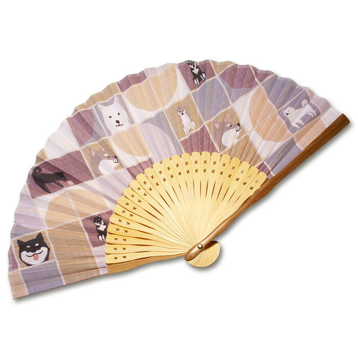 布扇子 女性用 「いきもの達 和犬」 婦人用 レディース 和服 夏ギフト 京都 和雑貨 【メール便対応商品】