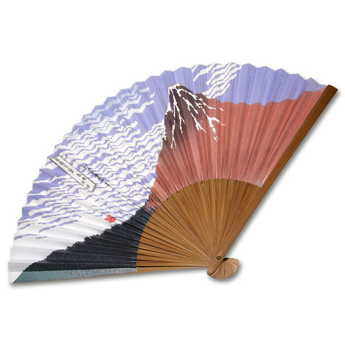 紙扇子 男性用 「北斎・赤富士(全面)」 紳士用 メンズ 和服 夏ギフト 京都 和雑貨 【メール便対応商品】
