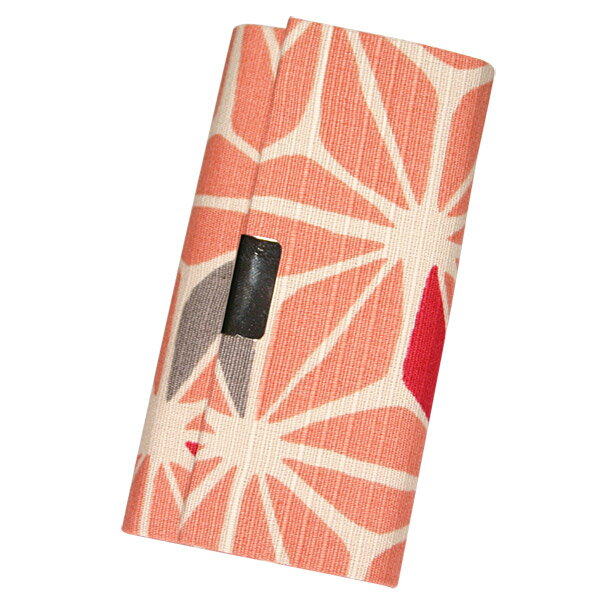 キーケース 「麻の葉 ピンク」 鍵 カギ 収納 ポケット付き 縦型 コンパクト 布製 和風 和柄 父の日 母の日 