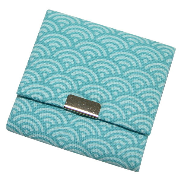 小銭入れ ボックス型 「青海波 ブルー」 コインケース 財布 綿 布製 コンパクト 和風 和柄 日本製 【メール便対応商品】