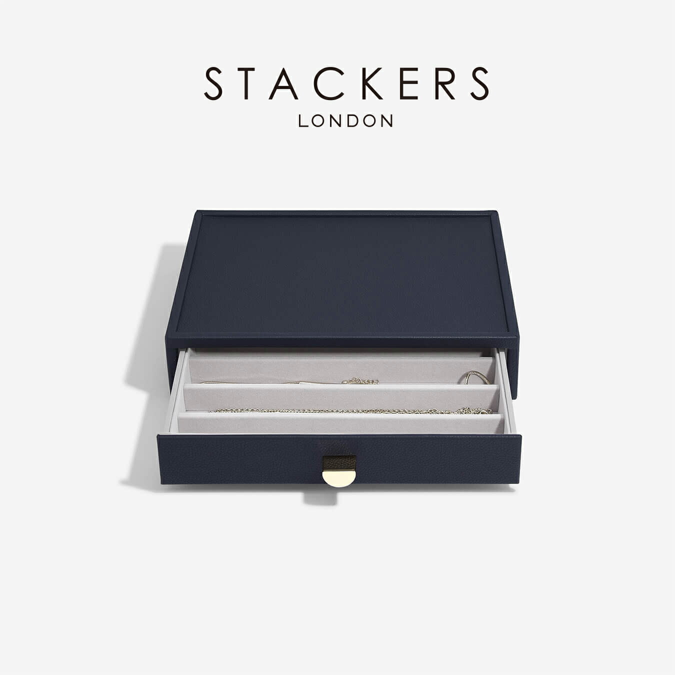 【STACKERS】クラシック　ドロワー　ジュエリーケース 5sec 　ネイビー　ペブル　Navy 引き出し　スタッカーズ