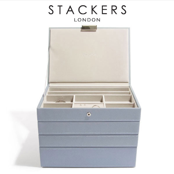 ブランドジュエリーボックス（レディース） 【STACKERS】クラシック　ジュエリーボックス 選べる4個セット ダスキーブル ー　DuskyBlue スタッカーズ