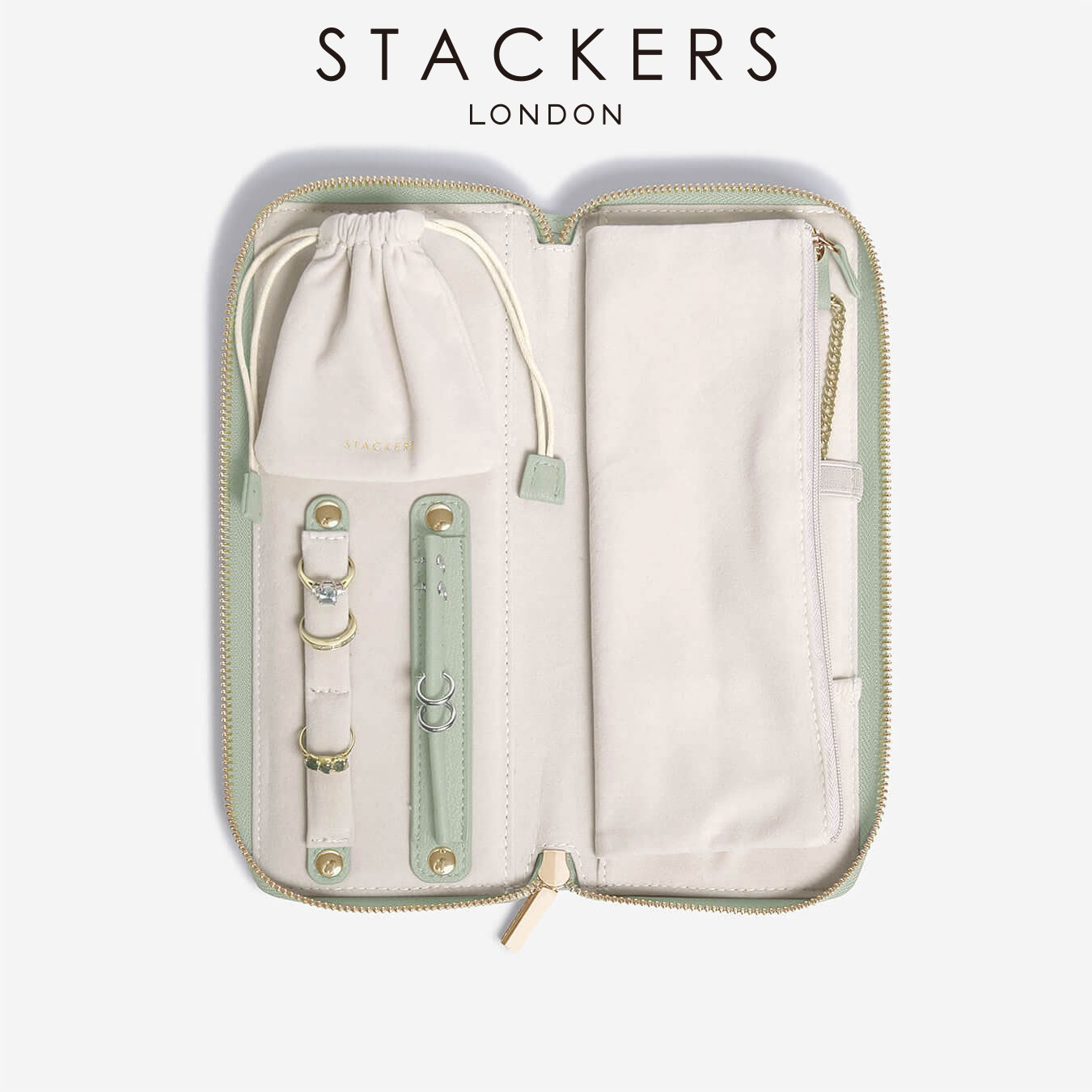 【STACKERS】ジュエリーロール セージグリーン Sage Green Jewellery Roll スタッカーズ ジュエリーケース