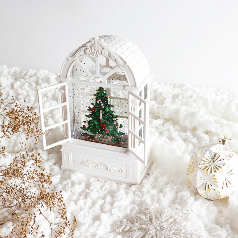 【 HM 】リキッドLED　ウインドウツリー　クリスマスツリー　LEDライト　 スノードーム　H22cm
