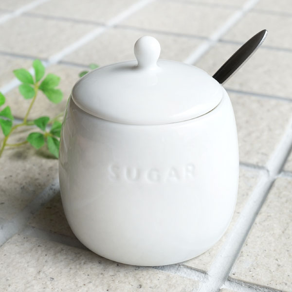 【PL】シュガーポット　磁器　LOLO　陶器　ホワイト　シンプル　日本製　プレーン