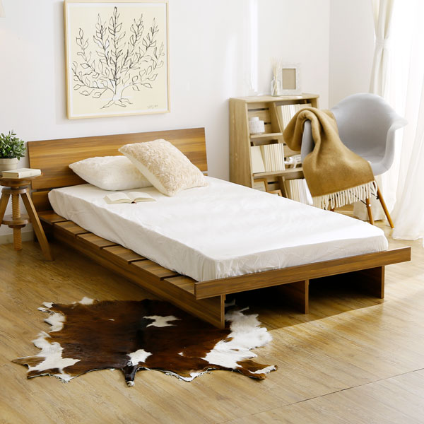 ベッドフレーム ベッド ローベッド ロータイプ 低いベッド モダン おしゃれ シンプル 北欧 高級感 シングル シングルベッド 木製ベッド ヘッドボード ベット シングルベット ウォルナット ウォールナット フレーム