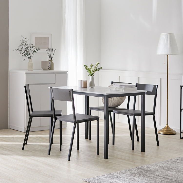 ダイニングテーブル セット ダイニングセット 5点 テーブル チェア 椅子 インテリア おしゃれ ホワイト グレー スチール モダン マーブル柄 コンパクト 大理石柄 大理石風 [2]