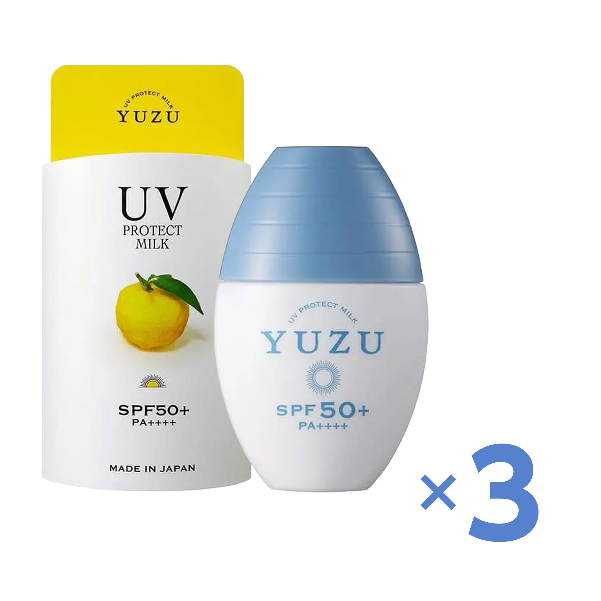 【3個セット】日焼け止め 無添加｜YUZU UVプロテクトミルク 30mL SPF50+ PA++++ 日焼け止め ノンケミカル 石けんオフ 耐水性 柚子の香り 日本製 顔用 敏感肌対応 軽い 日焼け止め 耐水性 UVクリーム 顔用 日焼け止め ナチュラル UVミルク