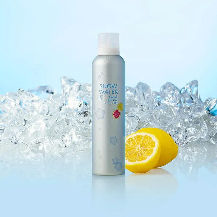 ■まるで雪解け水のシャワー！夏限定の超爽快クールケア 暑い夏の汗やベタつき対策に。 【スノーウォーター For スカルプ＆ボディ シトラスクール】は、頭皮や首筋、腕、脚など気になる部分に直接スプレーするだけで、ひんやり爽快感を味わえる冷感化粧水です。 パチパチ弾ける炭酸泡が心地よく広がり、汗をかく前やベタつく前のお肌をクールダウン。 まるでキンキンに冷えた雪解け水を浴びたような爽快感で、暑い季節を快適にサポートします。 ■パチパチ炭酸泡でひんやり爽快 スプレーすると炭酸泡がパチパチと弾けながらお肌に密着。 心地よい刺激とともに冷感成分が広がり、火照った頭皮や首筋を瞬時にクールダウンします。 暑さが気になる通勤・通学時や、外出前の暑さ対策にもおすすめです。 ■頭皮からボディまで全身に使える こんなシーンにおすすめ ・通勤・通学前の暑さ対策 ・スポーツやアウトドア時に ・お風呂上がりのクールダウン ・夏のレジャーやフェスに ・汗をかきやすい首筋や頭皮ケアに 頭皮、首筋、腕、脚など幅広い部位に使用できます。 ■爽やかなシトラスクールの香り すっきりとしたシトラスの香りが広がり、汗ばむ季節の気分転換にもぴったり。 爽快感とリフレッシュ感を同時に楽しめます。 ■商品特徴 ・季節限定商品 ・頭皮・ボディ用冷感化粧水 ・炭酸泡タイプ ・パチパチ弾ける爽快使用感 ・ひんやりクールダウン ・汗・ベタつき対策 ・頭皮ケア ・首筋ケア ・シトラスクールの香り ・内容量150g