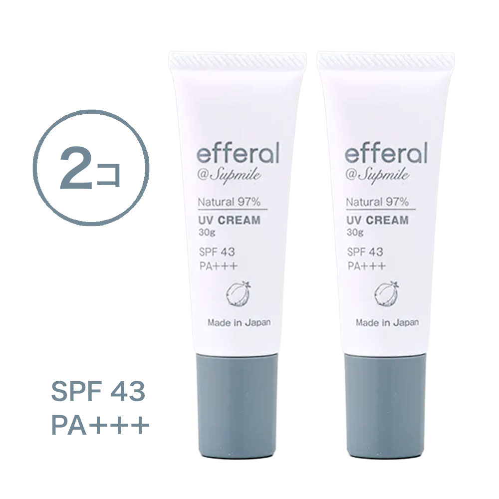 Rakuten - 【2個セット】ノンケミカル 日焼け止め｜ナチュラルUVケアクリーム 30g SPF43 PA+++ エフェラル エタノールフリー 敏感肌用 保湿 UVクリーム ヴィーガン 紫外線対策 顔用 低刺激 ナチュラルコスメ UV 保湿キープ