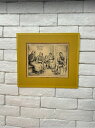 5246 絵 フランス アンティーク 額縁 モノクロ 人物画 外寸29cmx33cm フレンチカントリー オブジェ インテリア スケッチ 絵画 bbb