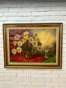 4654 大きい フランス買い付け品 アンティーク 花とコップの絵 油絵 風景画 リビング 応接間 自然 作家 ヨーロッパ 輸入品 bbb