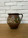 ★【全国送料無料】ルーマニア アンティーク 1900年製 花瓶 壺 陶器製 花瓶 カントリー インダストリアル ジャンク 高さ16cm 幅18cm 奥行き16c...