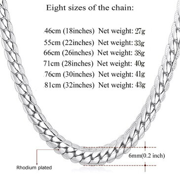 ネックレス メンズ 喜平チェーン 6mm 46cm プラチナメッキ アクセサリー かっこいい ストリート ヒップホップ