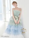 クチュールアン couturean ロング キャバ ドレス ベアトップ チュール フリル リボン フレア 編み上げ バースデー 誕生日 送料無料 ワンピース ANDY アンディ キャバ嬢 キャバクラ ブランド ラウンジ 結婚式 パーティー 同伴 aocwd026