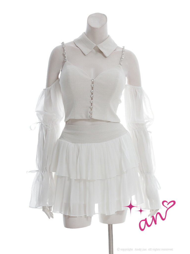 【盛りブラ付き】アン AN 袖取り外し可能 2way キャバドレス 袖あり セットアップ バイカラー XS～Mサイズ キャミソール フレア キャバ ドレス 送料無料 キャバドレス ANDY アンディ 襟付き ティアード ワンピース レディース キャバ嬢 キャバクラ ラウンジ グレー aoc3922