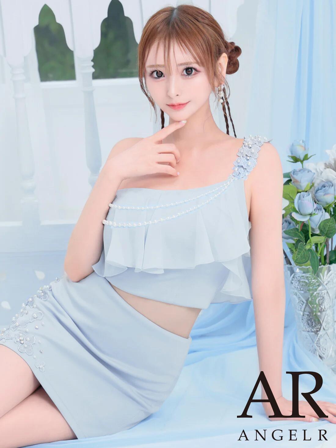 エンジェルアール Angel-R キャバドレス ノースリーブ フリル ビジュー 刺繍 タイト セットアップ シフォン ミニ XS〜Mサイズ 送料無料 angelr ミニドレス キャバクラ ラウンジ キャバ嬢 結婚式 二次会 セクシー レディース ワンショルダー 可愛い ar24853