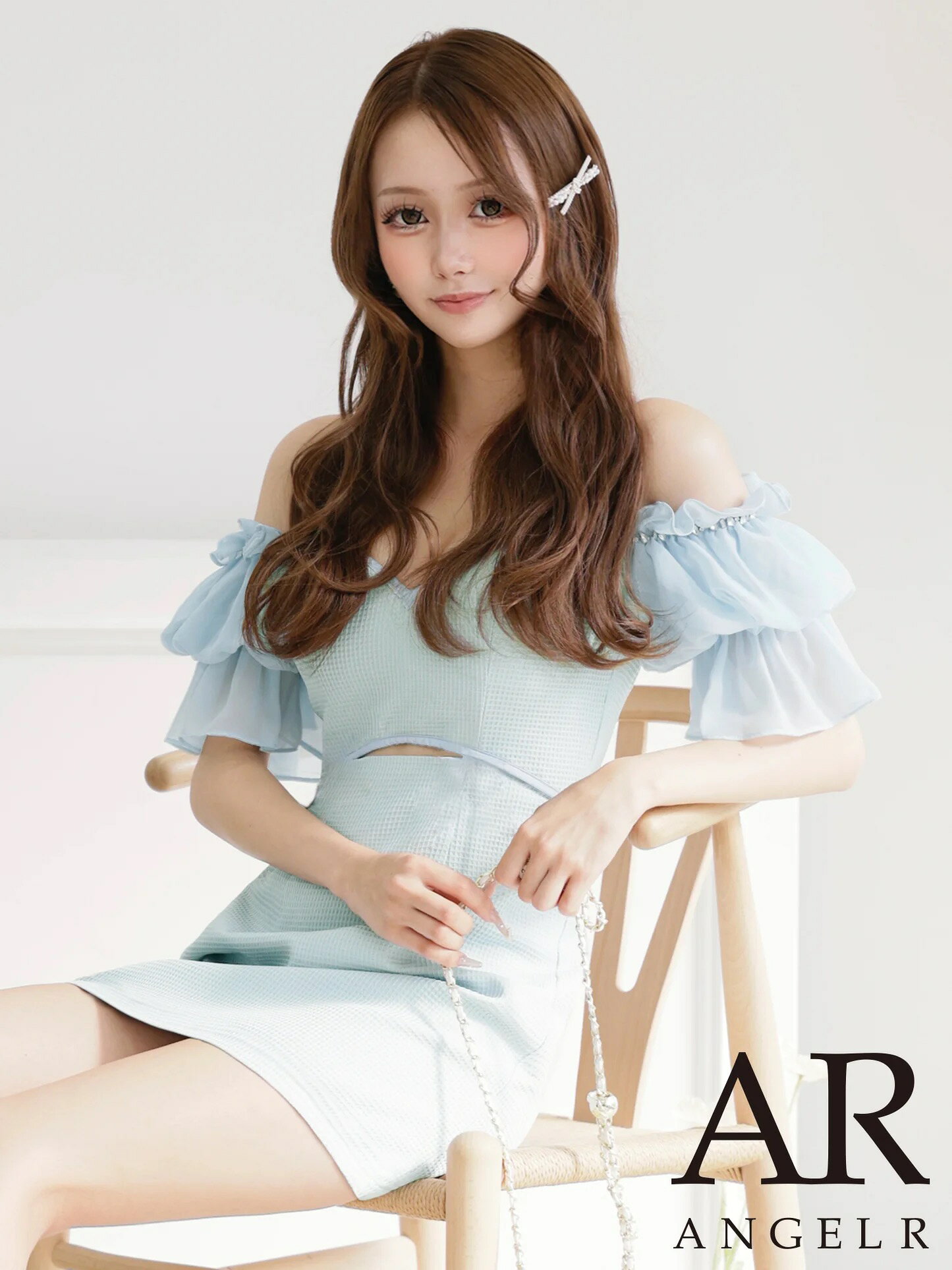 Rakuten - 【P10倍★】エンジェルアール AngelR キャバドレス ミニ フレア ワンピース XS〜Mサイズ ミニドレス オフショルダー 半袖 キャバ ドレス セクシー 谷間 見せ ウエストカット ビジュー シフォンスリーブ キャバクラ キャバ嬢 大人 レディース angelr ar25874 送料無料