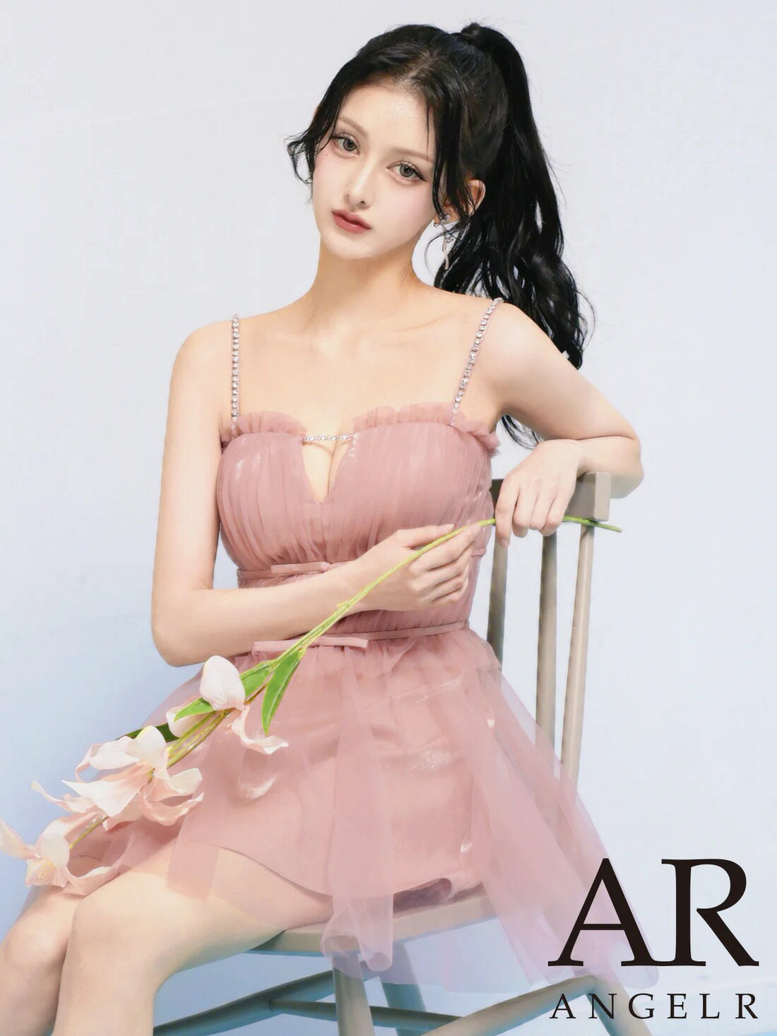 エンジェルアール Angel-R 2way 肩紐取り外し可能 キャバドレス ミニ フレア プリーツ ワンピース XS～Mサイズ ミニドレス ベアトップ キャバ ドレス セクシー 可愛い 谷間 見せ リボン フリル キャバクラ キャバ嬢 大人 レディース angelr ar26804 送料無料