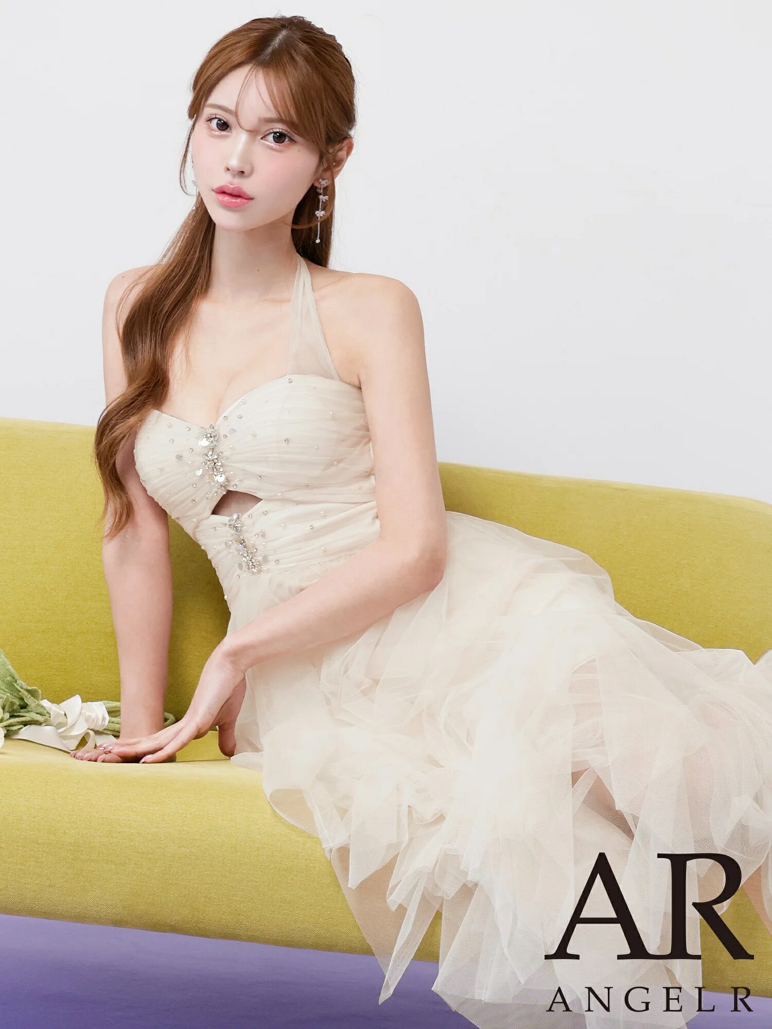 【P10倍☆】エンジェルアール Angel-R キャバドレス ロング フレア ワンピース S〜Mサイズ ロングドレス ホルターネック キャバ ドレス ..